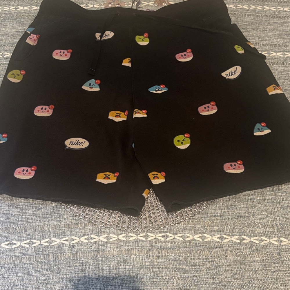 Nike Black Shorts with Colorful Emoji Motifs